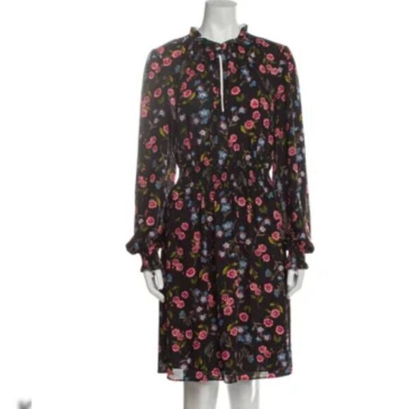 Kate Spade Meadow Floral Shift Dress Black Pink XXS NWOT - Picture 5 of 12